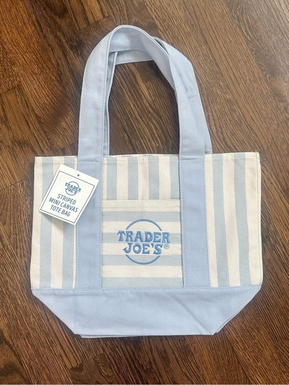 Trader Joe's Blue Stripe Mini Canvas Tote Bag